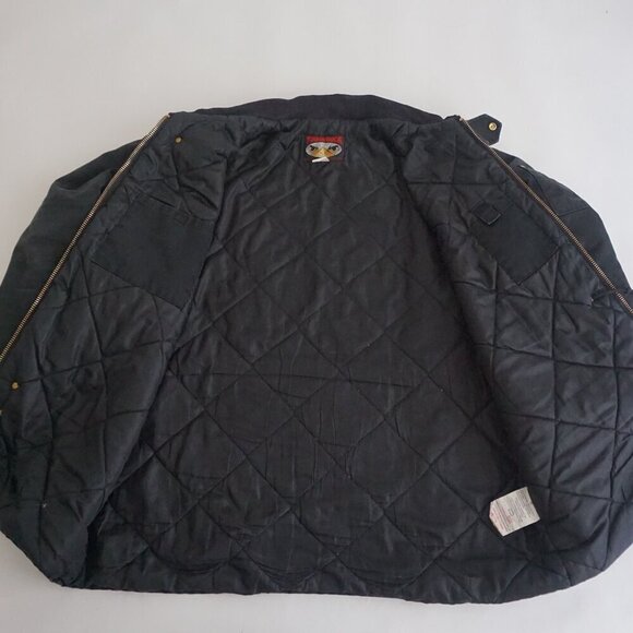 Vintage Tough Duck Black Canvas Detroit Style Corduroy Collar Zip Up Jacket 2XL - Picture 15 of 15